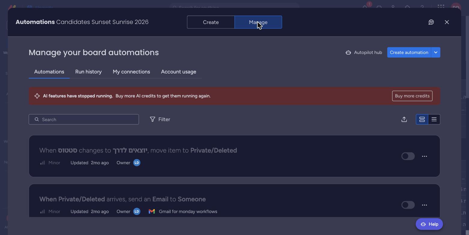 Two switched-off automations on Candidates Sunset Sunrise 2026